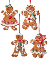 Ornaments made to look like decorated gingerbread cookies.