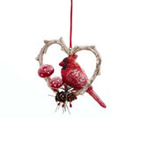 3.54" Cardinal Birds in Heart Frame Ornament
