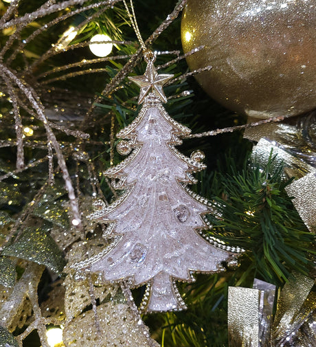 5" Gold Glitter Christmas Tree Acrylic Ornaments