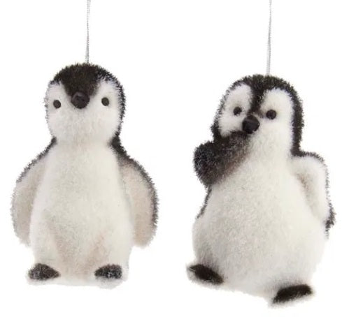 Soft ornaments shaped like penguins.
