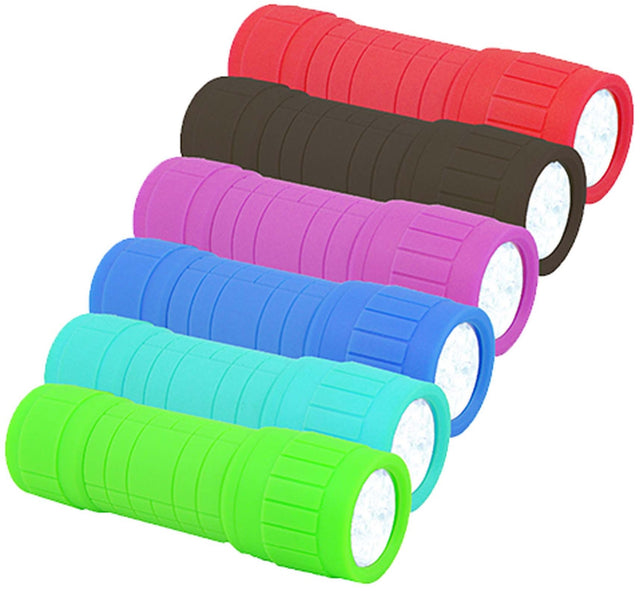 Small LED flashlight. There are six different color options: Red, Black, Fuchsia, Blue, Teal or Green.