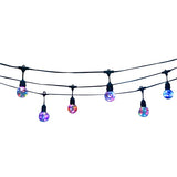 Glass light bulb string set. Inside the glass bulb are a string of multi-colored micro lights. The cord is black.
