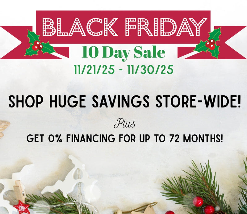 Black Friday sale advertisement with festive decorations on a white background