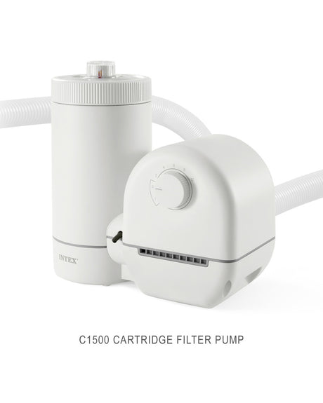 This image shows the Intex C1500 cartridge filter pump on a white background.