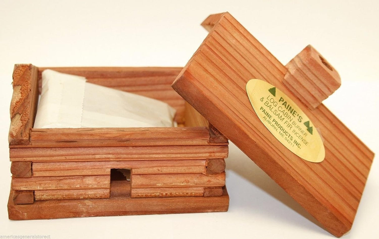 Large Log Cabin Incense Burner with 10 Pieces of Balsam Fir Incense Logs