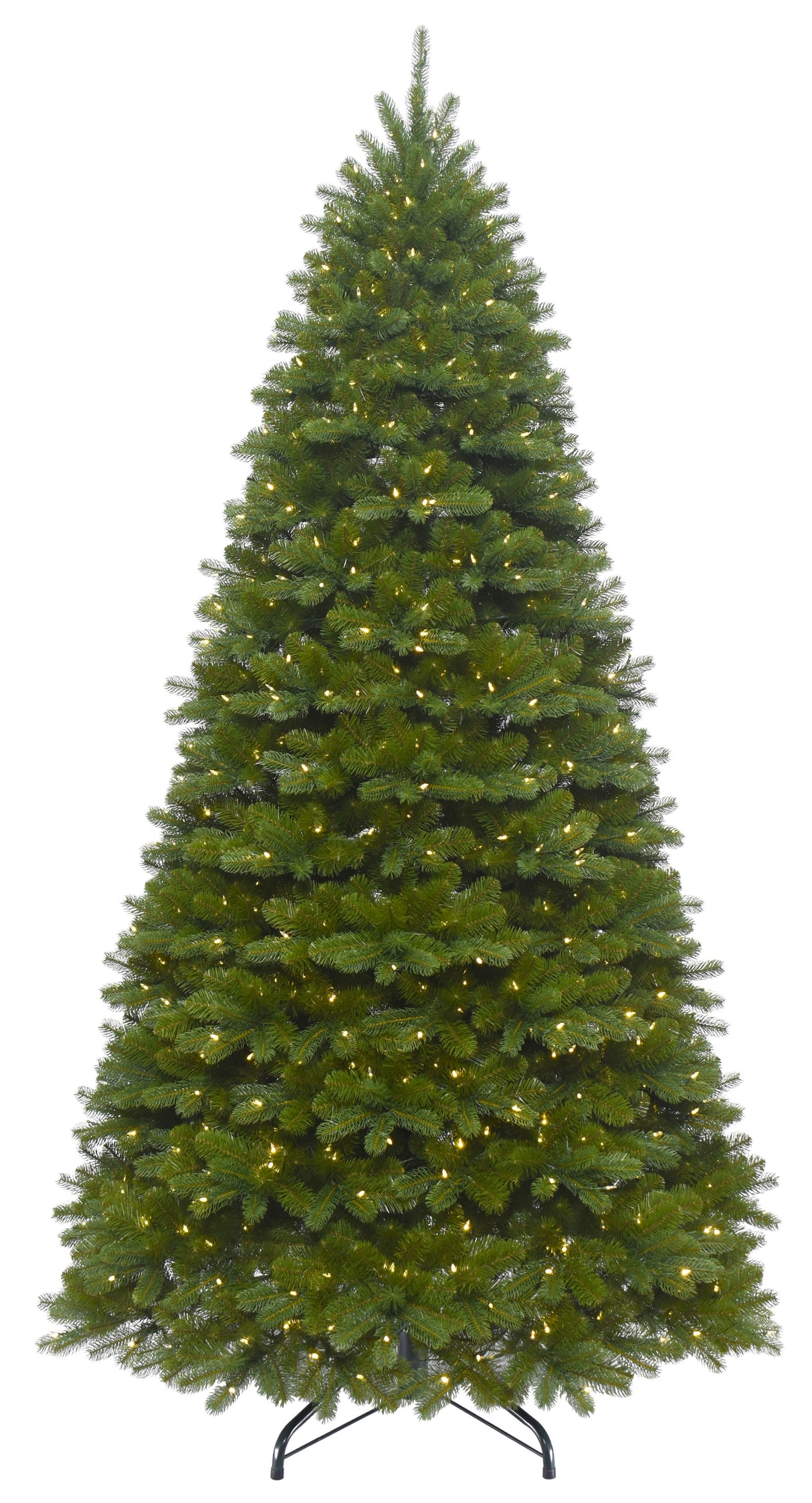 Artificial tree pre-lit with dual lights. Lights change from warm white to multi-colored.