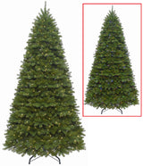 Artificial tree pre-lit with dual lights. Lights change from warm white to multi-colored.