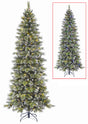 Artificial tree pre-lit with dual lights. Lights change from warm white to multi-colored. The branches are covered in white glitter.