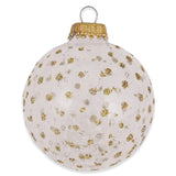 Set of 4 Gold Glitter Polka Dot Glass Ornaments