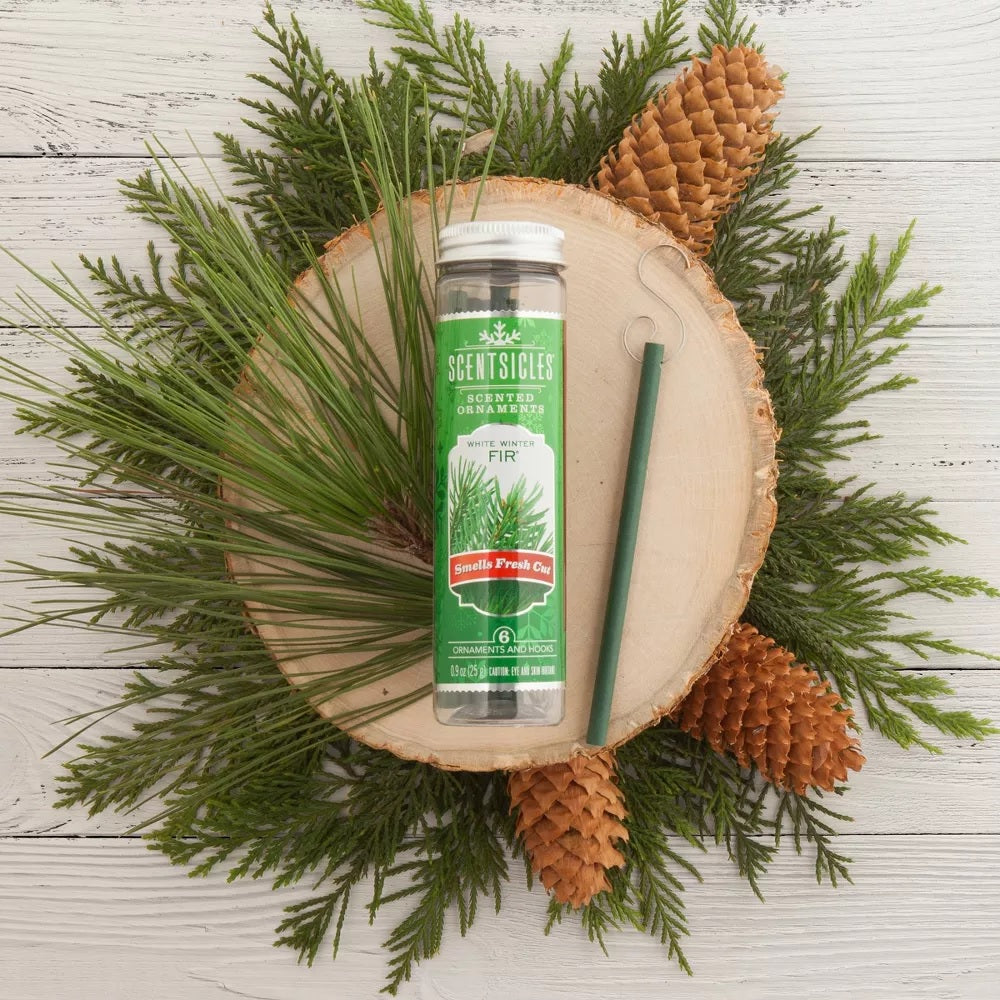Fragrance-Infused Paper Sticks. Set of 6 scented ornaments that smell like White Winter Fir.