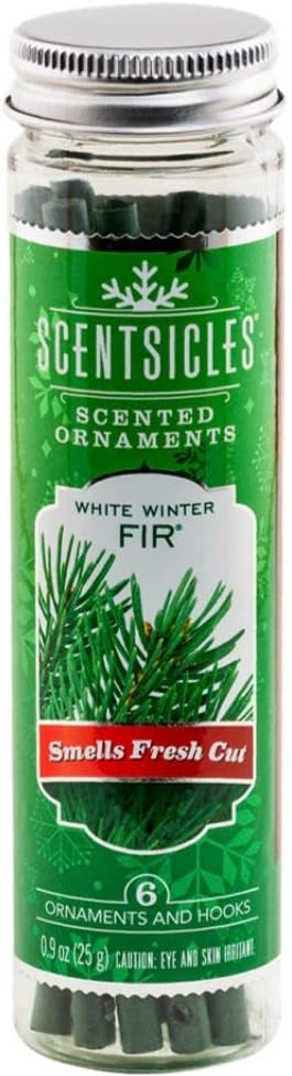Fragrance-Infused Paper Sticks. Set of 6 scented ornaments that smell like White Winter Fir.