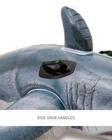 Pool inflatable shaped like a shark.