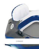 Blue and white inflatable connectable lounge.