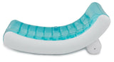 Light blue and white inflatable pool chair.