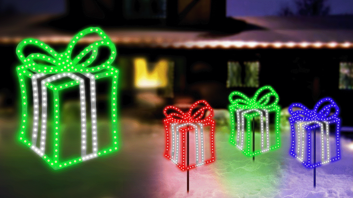 This moving image shows the different color LED present decoration options.