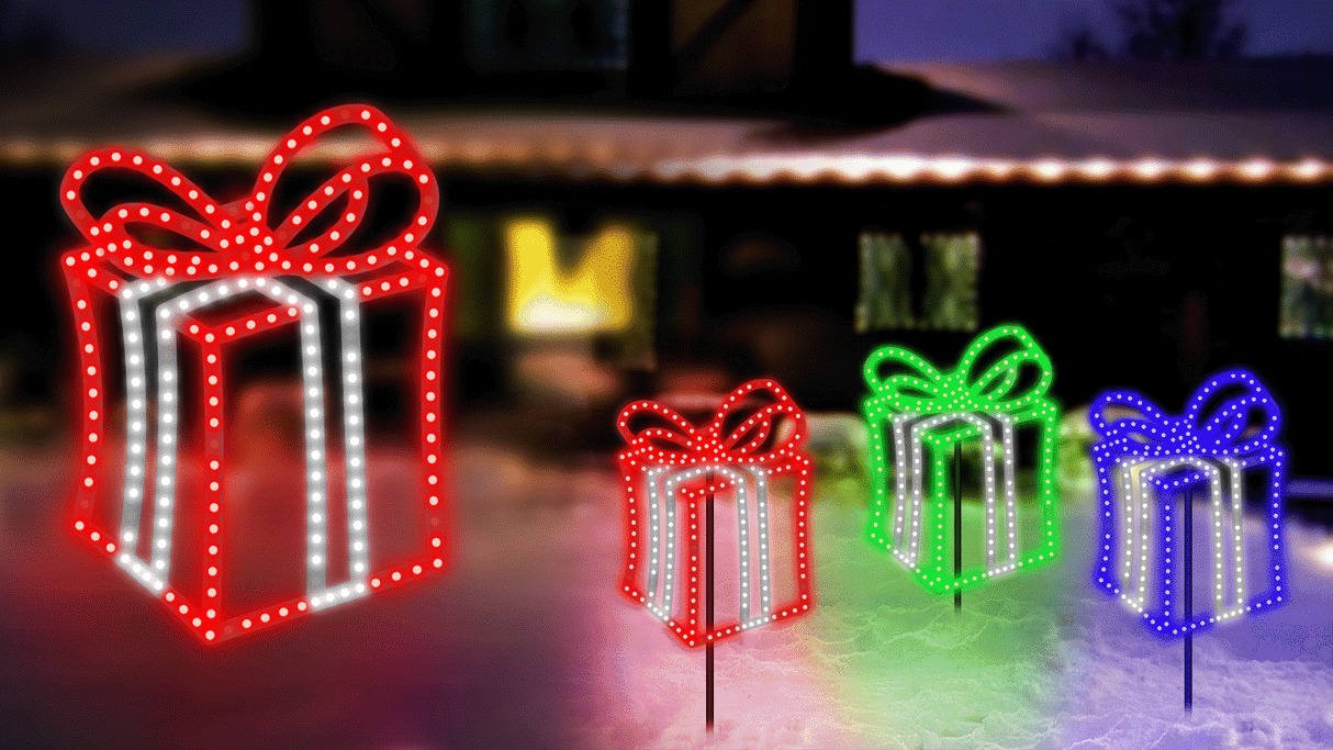 This moving image shows the different color LED present decoration options.