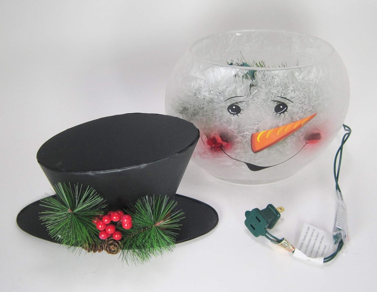 12" Crackle Glass Snowman Lamp
