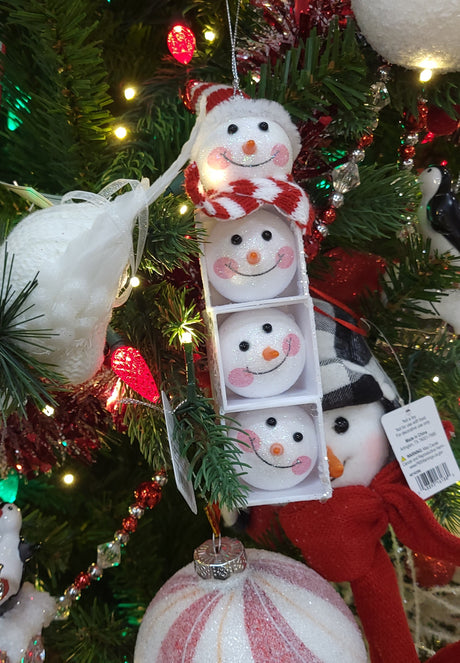 6.25" Snowman Head Block Totem Ornament