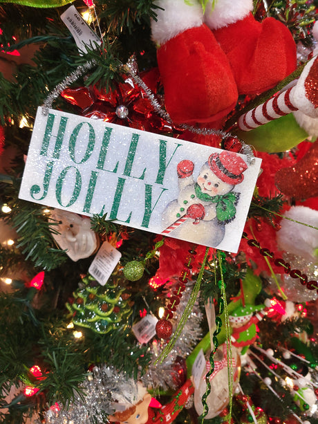 8" Vintage Christmas Art Ornament Sign