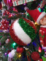 4" Glitter Swirl Ball Ornament (Red/Emerald/White)