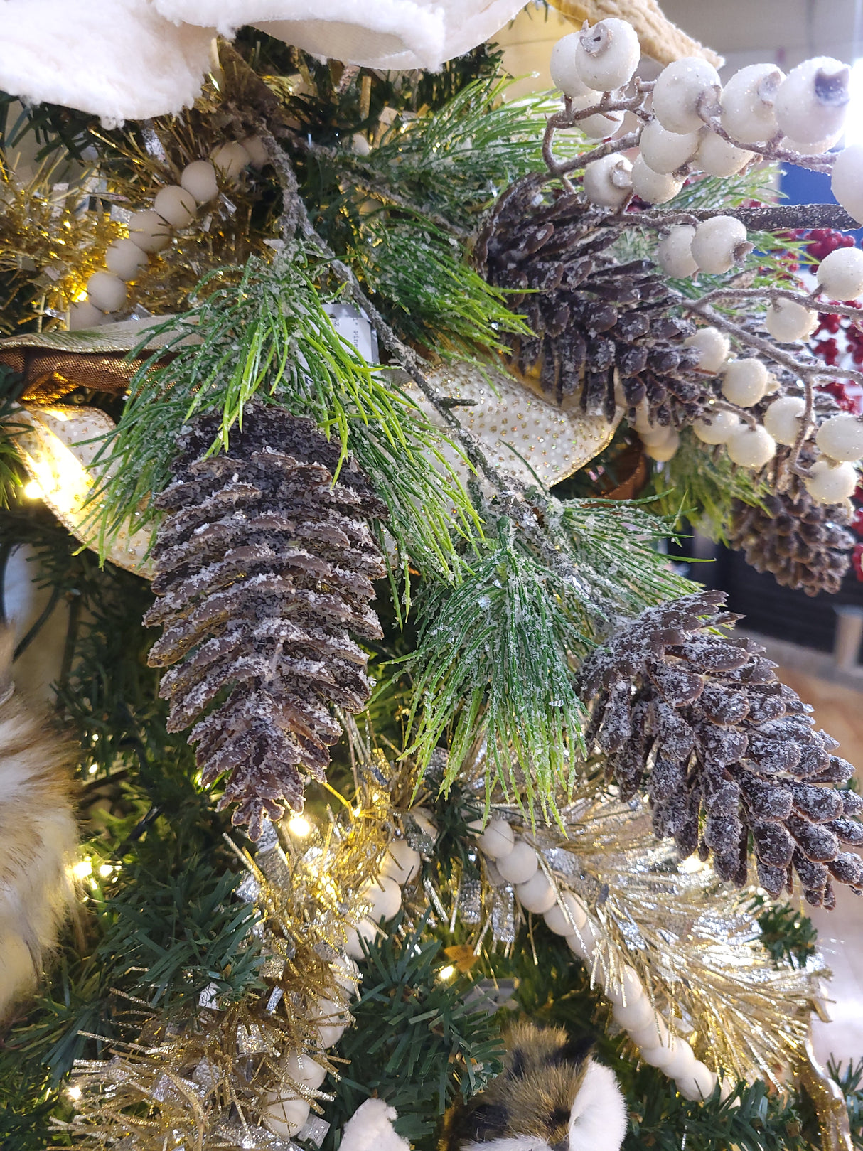 31" Season's Frost Pine Cone and Pine Spray Stem