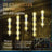 Set of 20 twinkling LED icicle lights. One set is pure white and blue. One set is warm white.