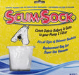 This image shows what the packaging for this product looks like. It reads "Scum-Sock. Saves money on filter/pump repairs and extends filter cycles. Catch debris before it gets to your pump and filter. Fits all sizes of skimmer baskets. Replacement bag for super-vac vacuum. 5 per package."