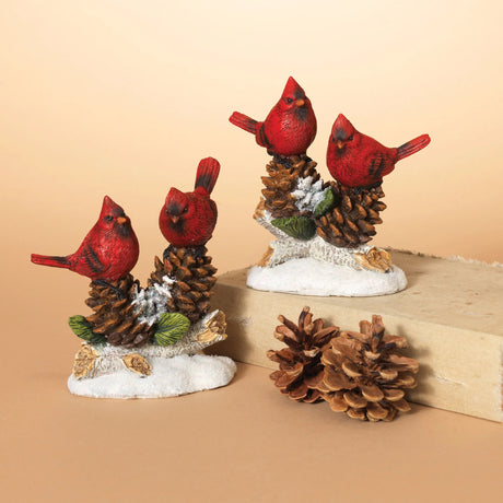 5.3" Cardinal Pine Cone Decorative Accent