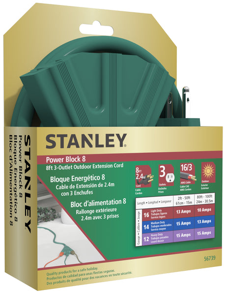 Stanley 3-Outlet Fan Type PowerBlock Outdoor Extension Cords
