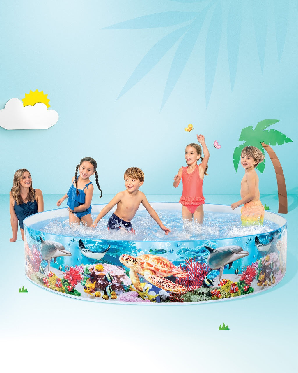 Intex 8' x 16" Deep Blue Sea Plastic Snapset Kiddie Pool