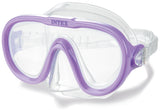Swim mask. There are two color options: lime green or purple.