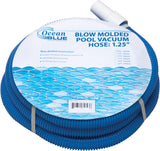 Blue molded vacuum hose. Measures 1.25 inches by 18 feet.