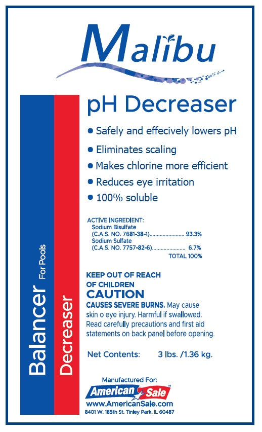 Malibu pH Decreaser (3 lbs or 6 lbs)