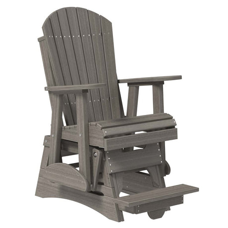 This is the Coastal Gray colored Adirondack glider chair on a white background.