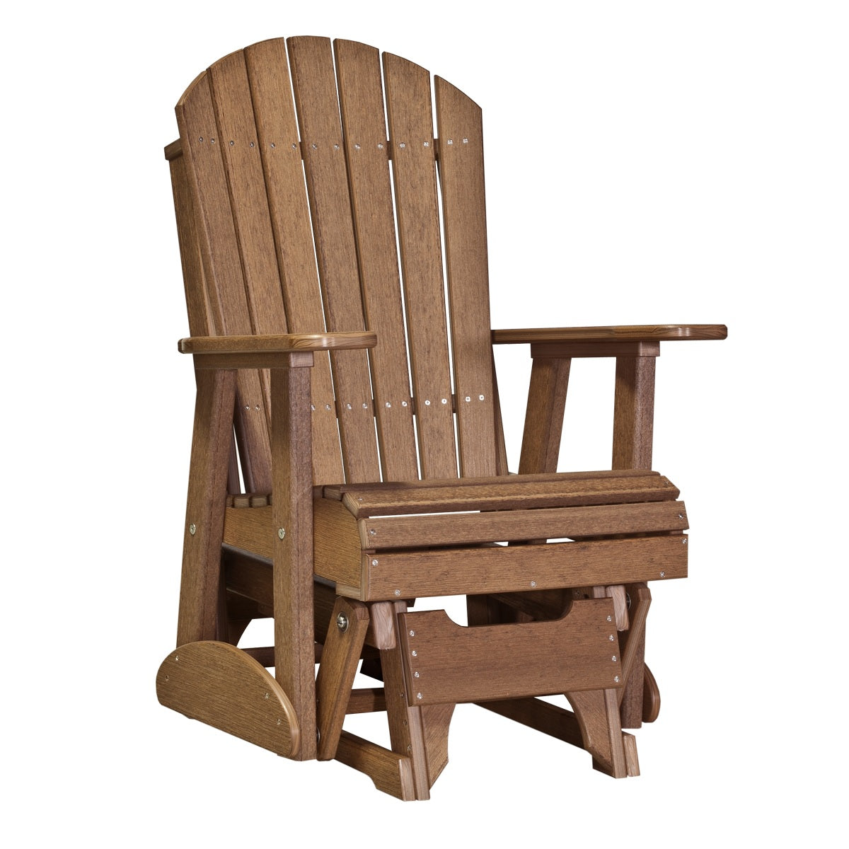 This is the Antique Mahogany colored Adirondack glider chair on a white background.