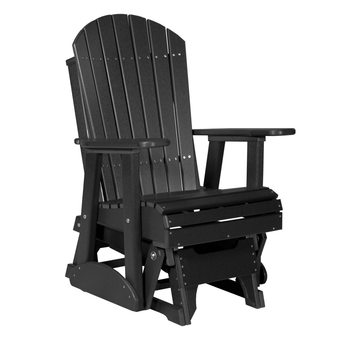 This is the Black colored Adirondack glider chair on a white background.