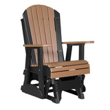 This is the Cedar and Black colored Adirondack glider chair on a white background.