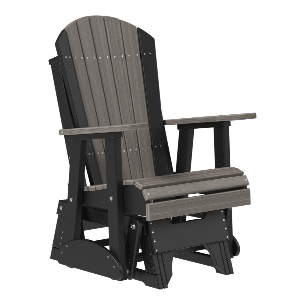 This is the Coastal Gray and Black colored Adirondack glider chair on a white background.