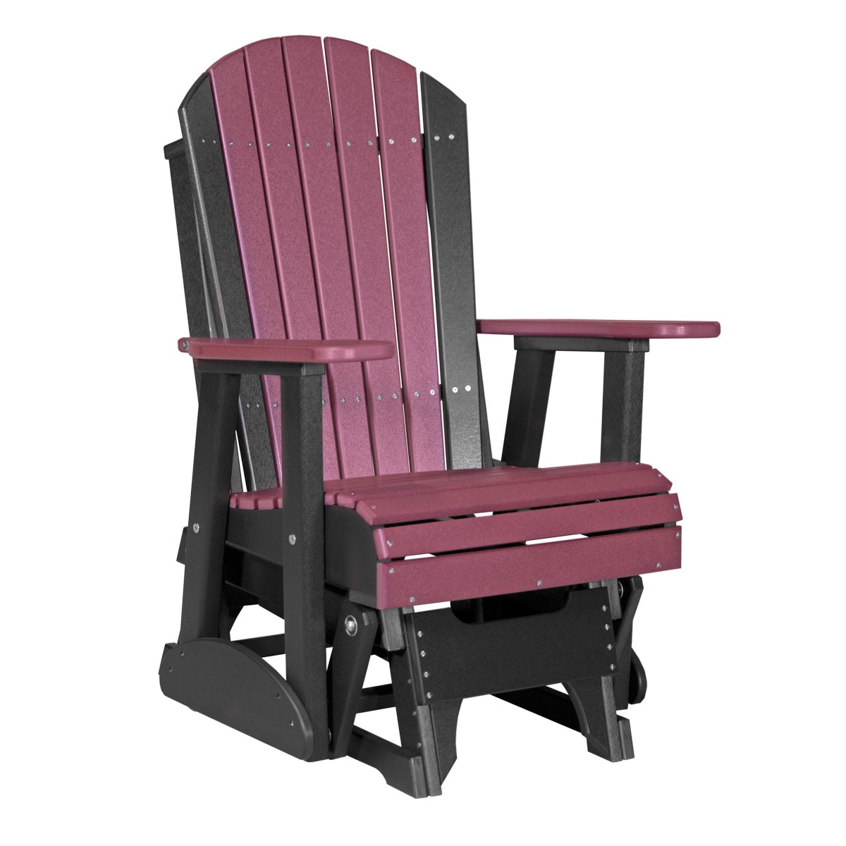 This is the Cherrywood and Black colored Adirondack glider chair on a white background.