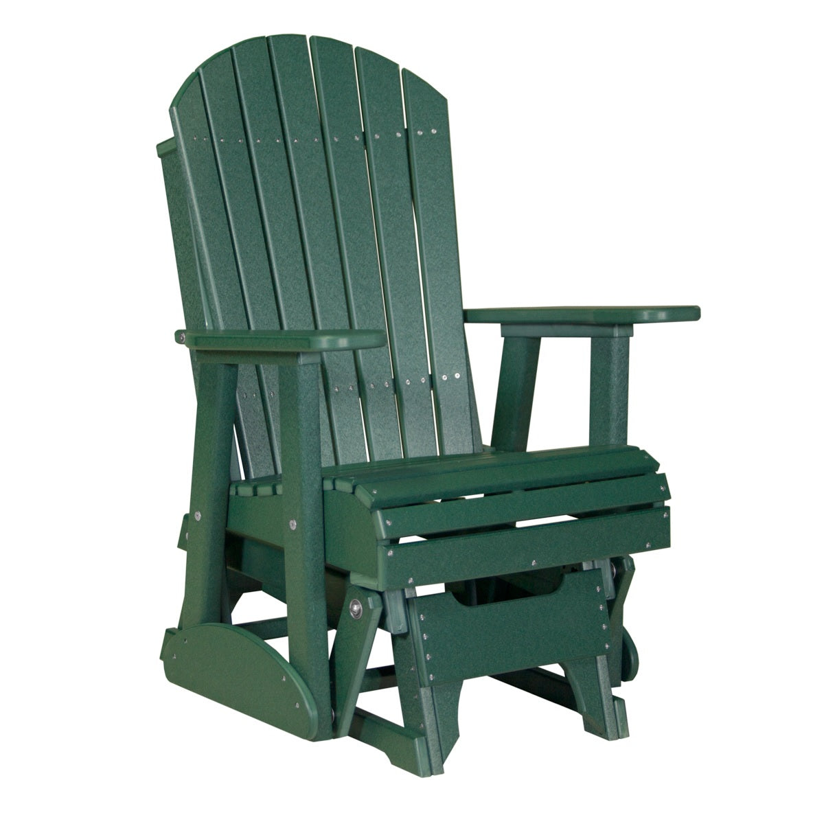 This is the Green colored Adirondack glider chair on a white background.