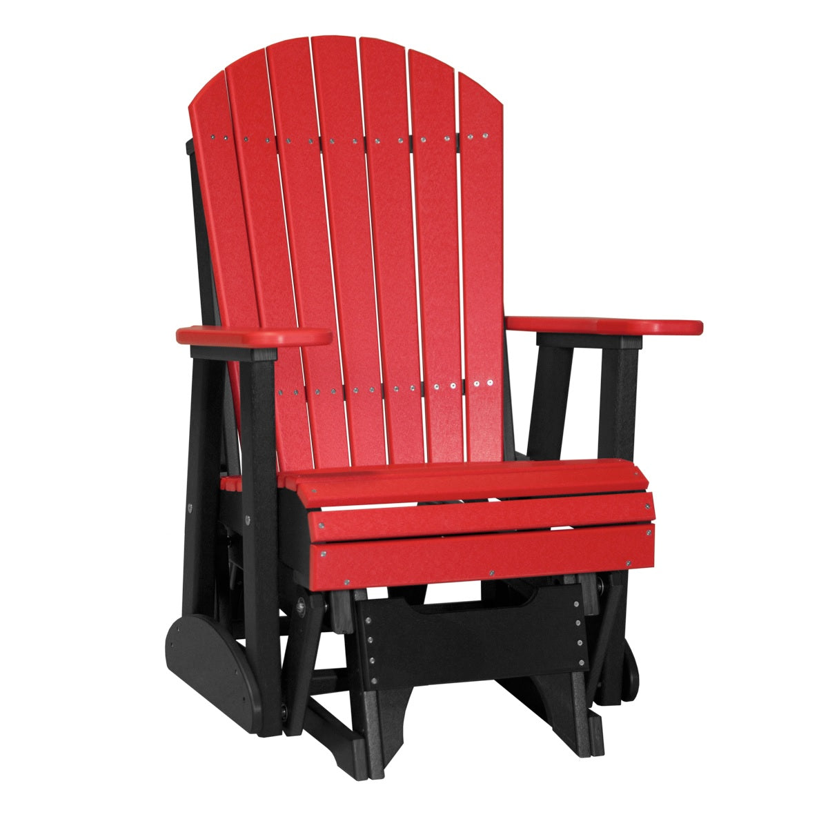 This is the Red and Black colored Adirondack glider chair on a white background.
