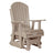 This is the Weatherwood colored Adirondack glider chair on a white background.