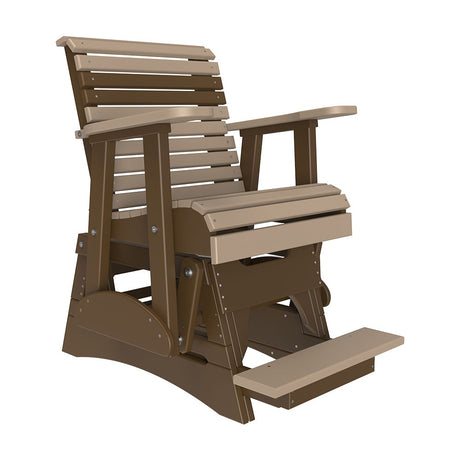 This is the Weatherwood and Chestnut Brown colored glider chair on a white background.