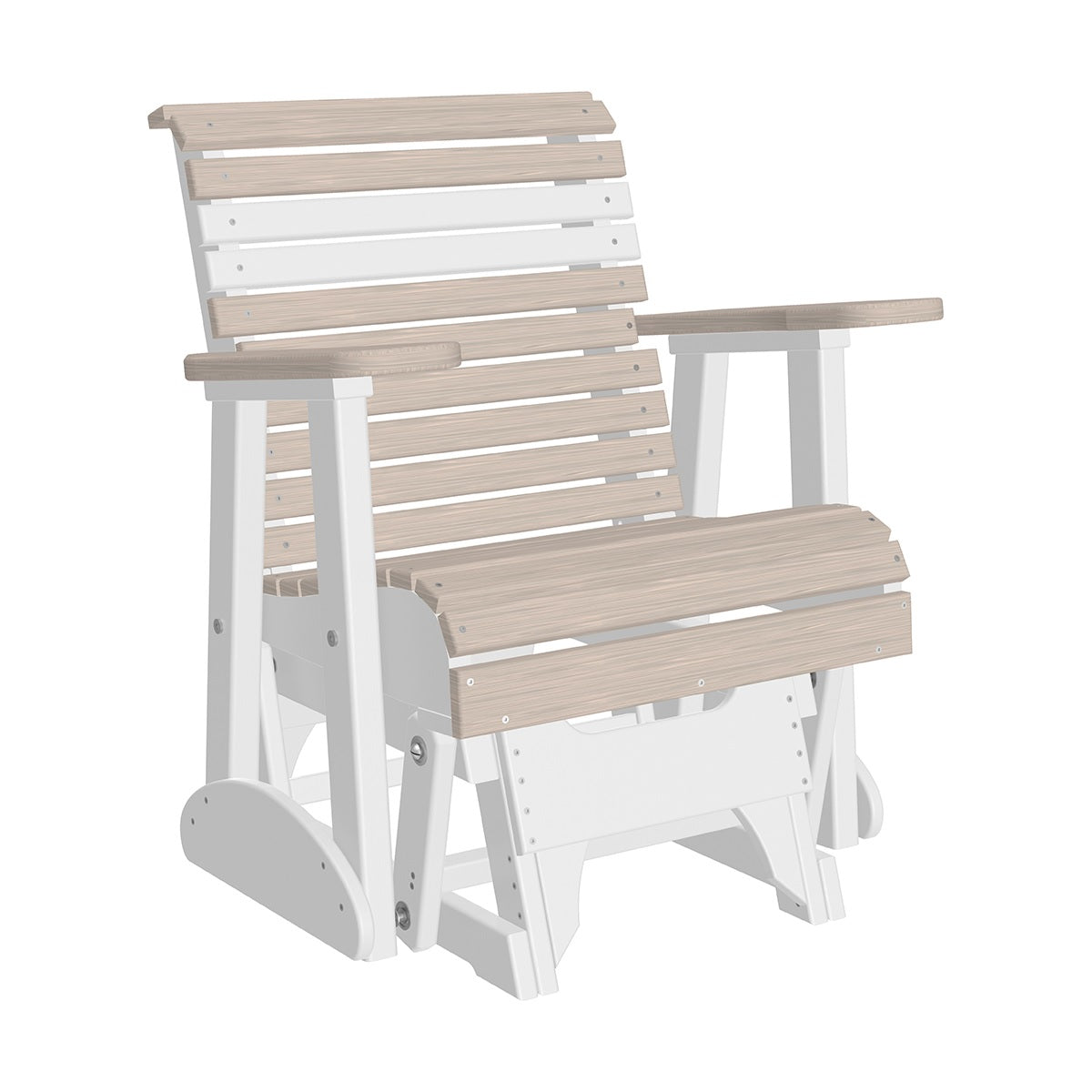 This is the Birch and White colored glider chair on a white background.