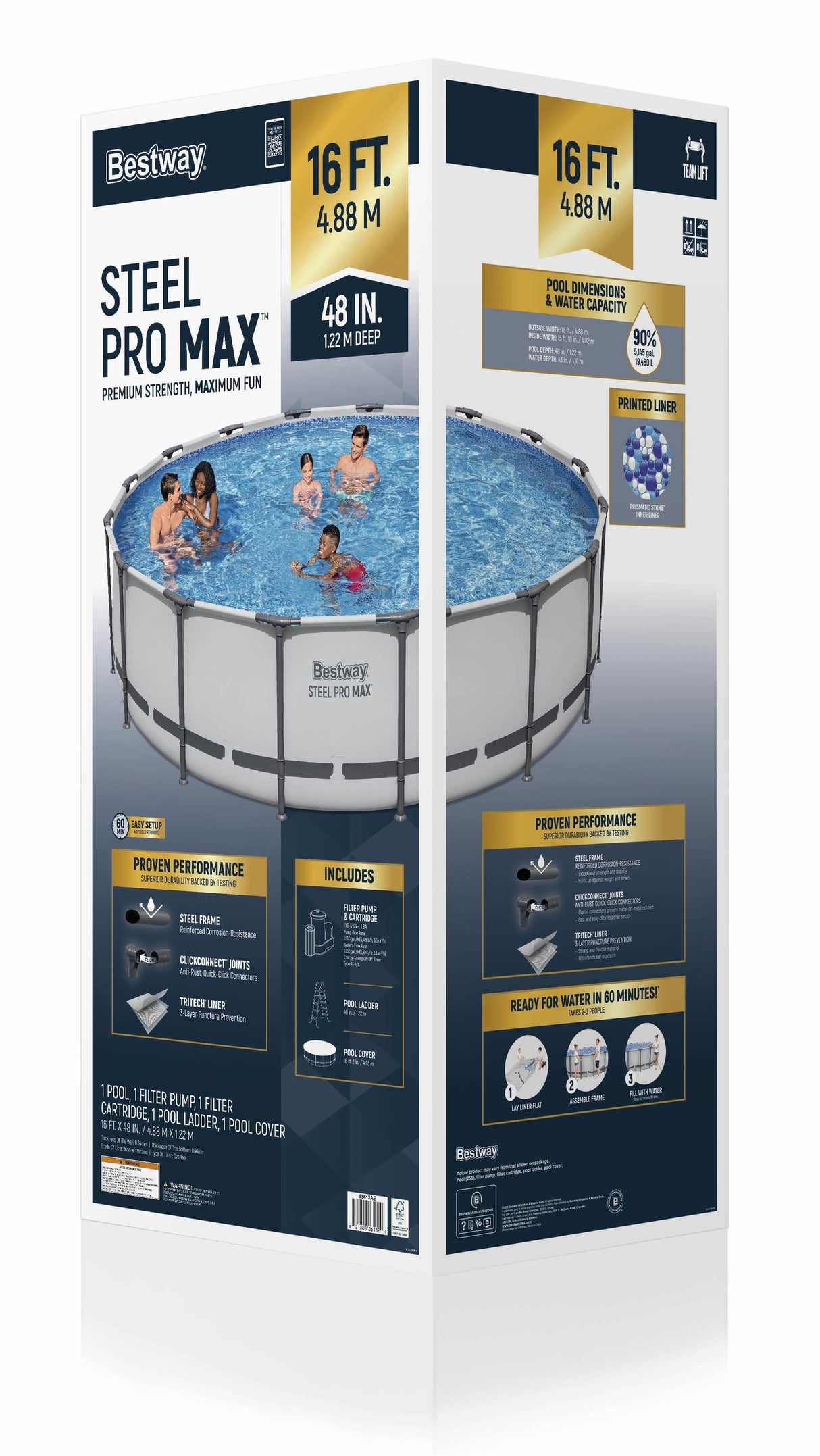 This image shows the box that this Bestway pool comes in.