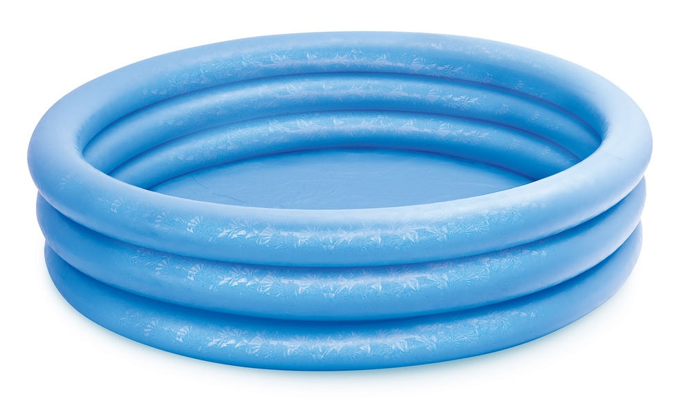 Blue inflatable kiddie pool.
