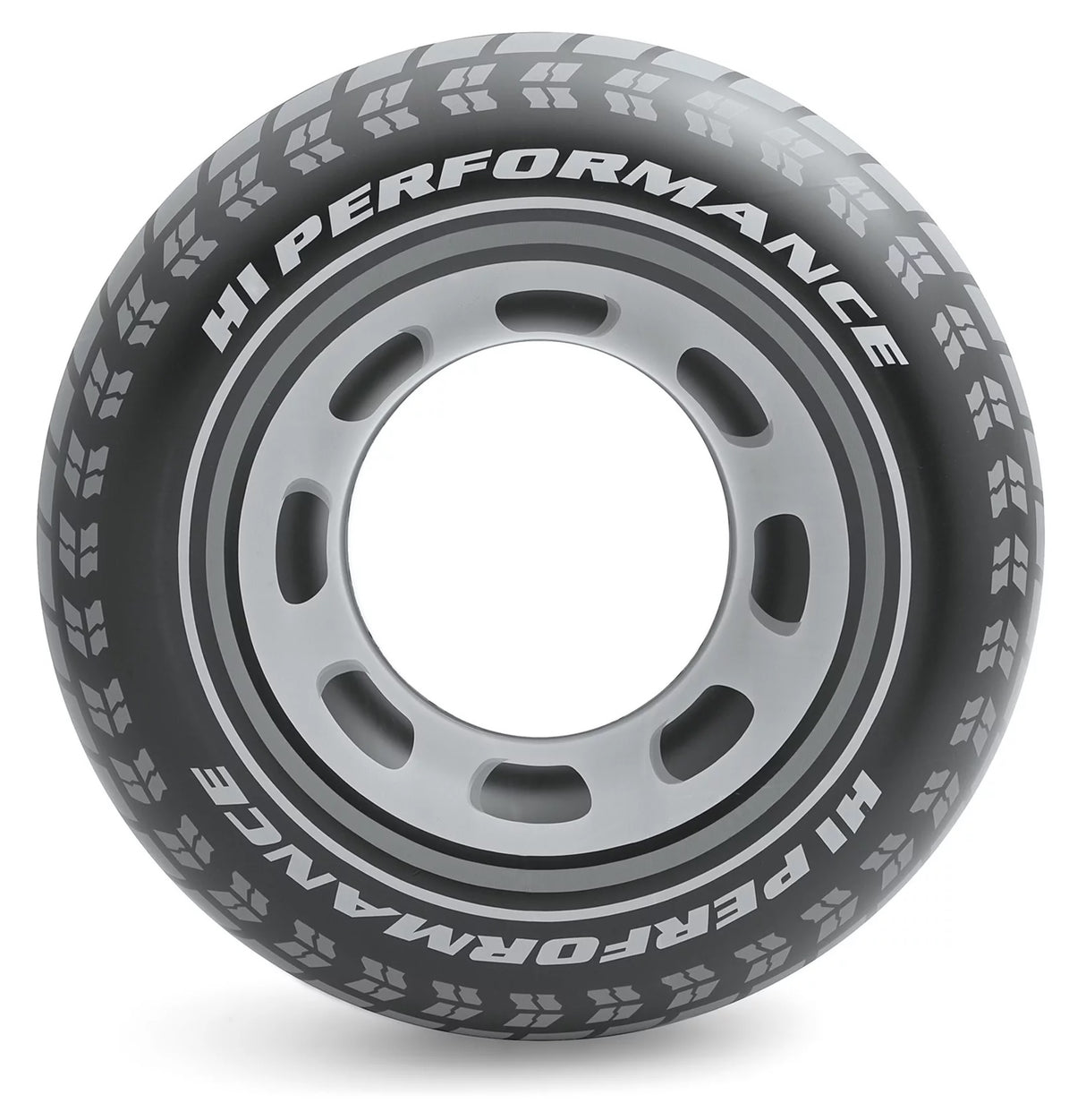 Inflatable inner tube designed to look like a car tire.