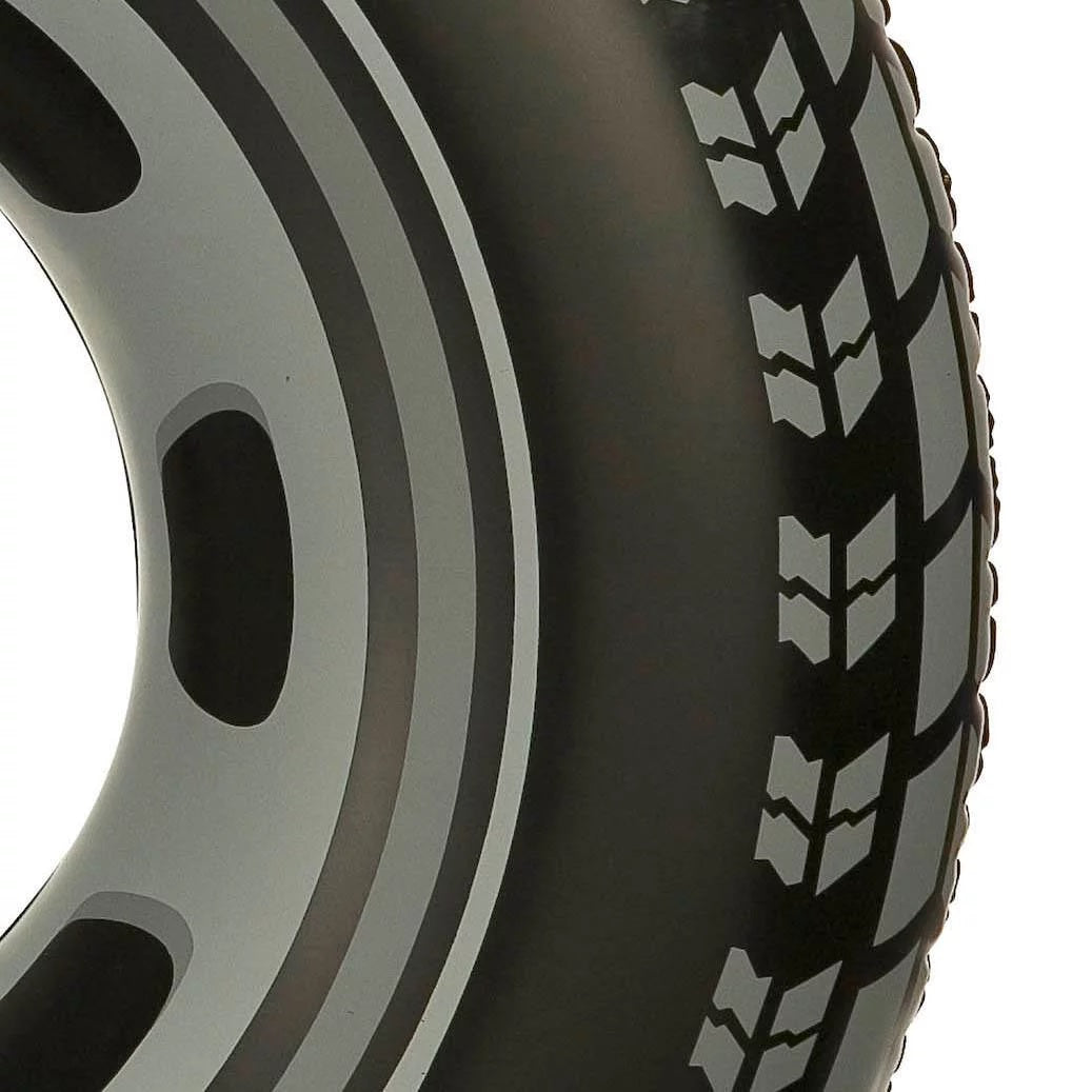 Inflatable inner tube designed to look like a car tire.