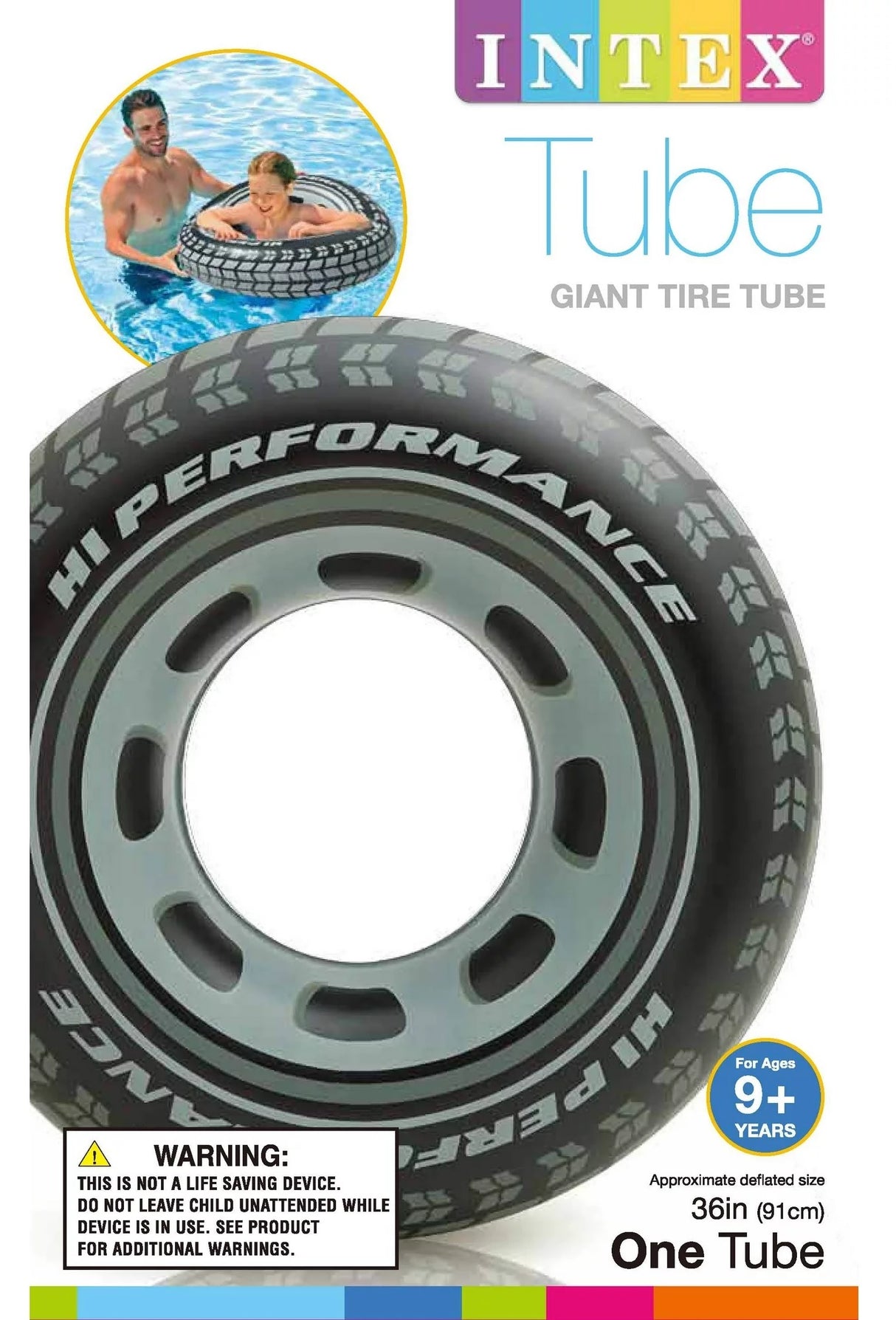 Inflatable inner tube designed to look like a car tire.