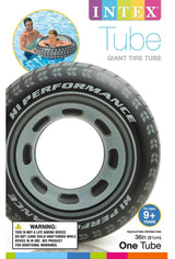 Inflatable inner tube designed to look like a car tire.